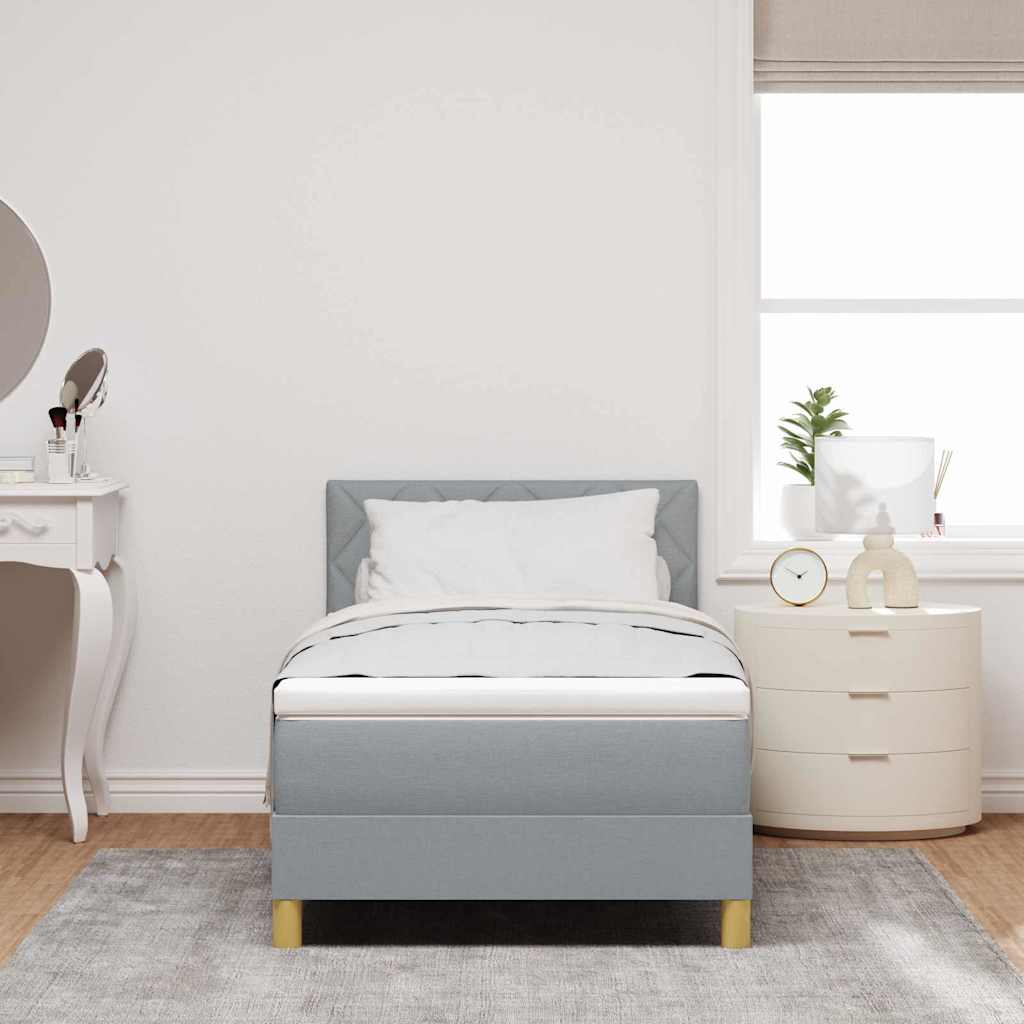 vidaXL Łóżko z sprężyną LED Jasnoszary 100 x 200 cm tkanina