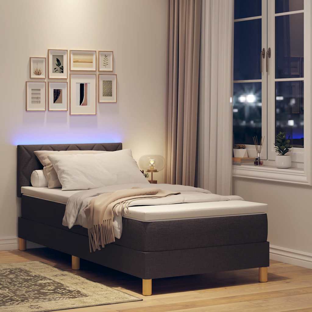 vidaXL Łóżko z sprężyną LED Ciemny brąz 100 x 200 cm tkanina
