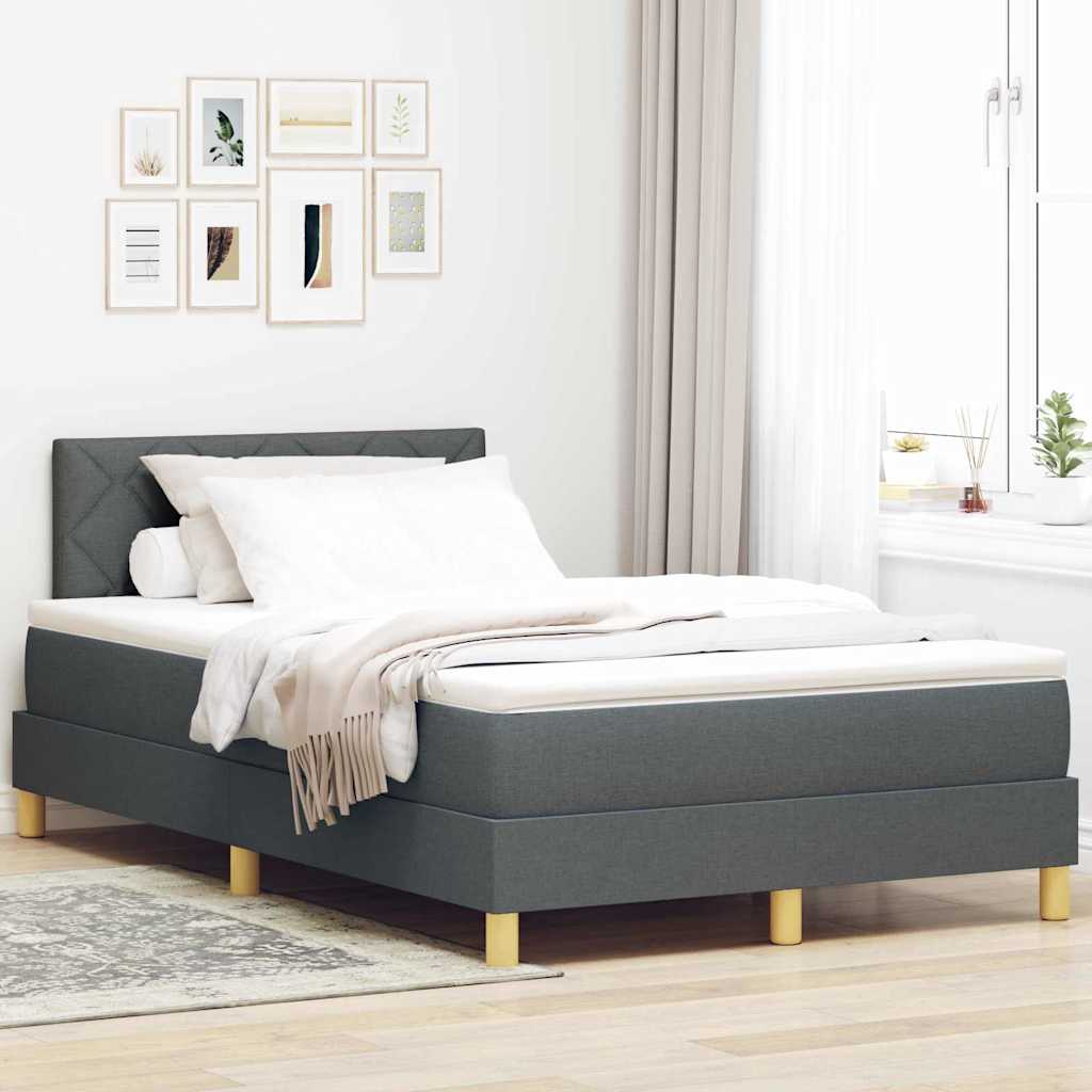 vidaXL Łóżko z sprężyną LED Ciemnoszary 120 x 190 cm tkanina