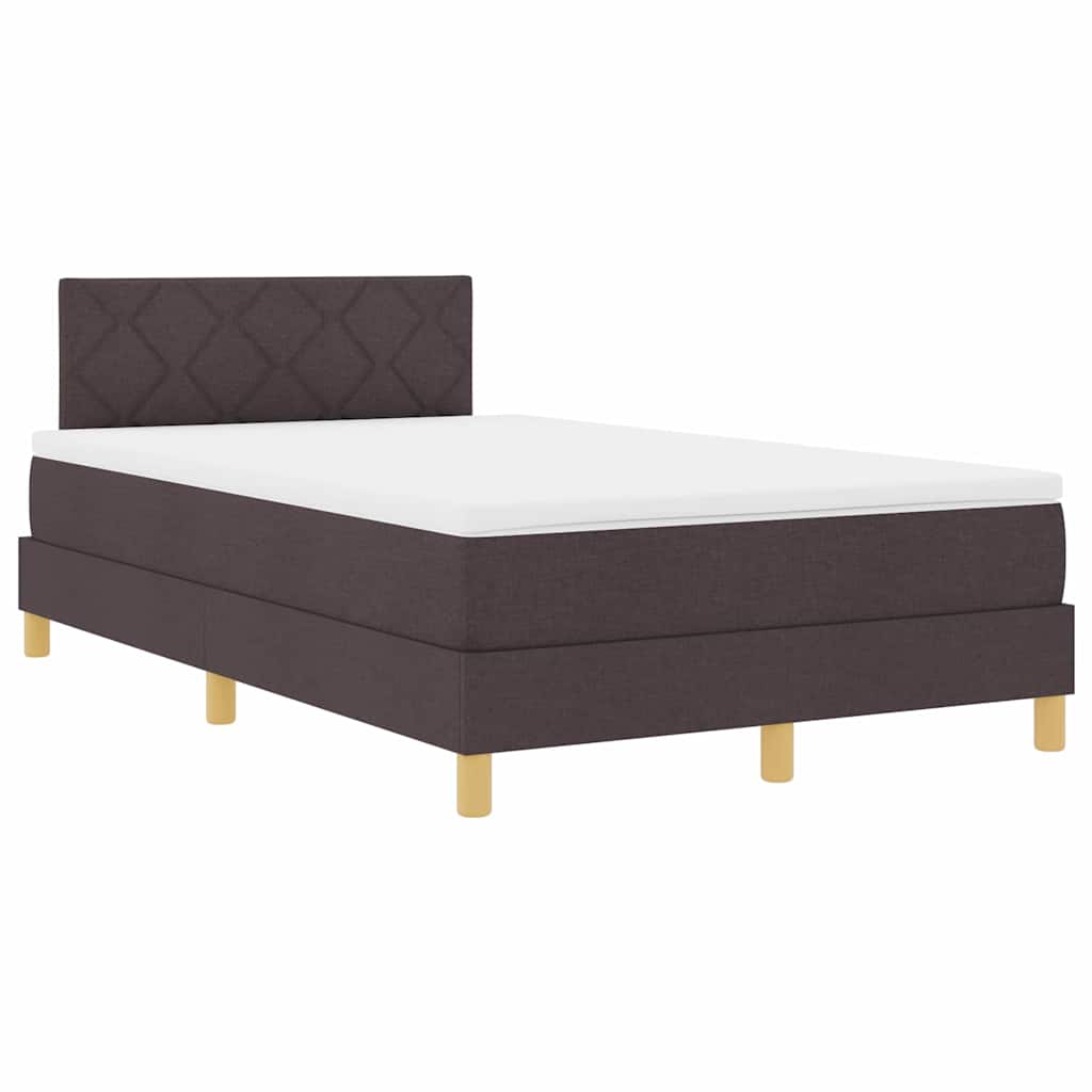 vidaXL Łóżko z sprężyną LED Ciemny brąz 120 x 190 cm tkanina