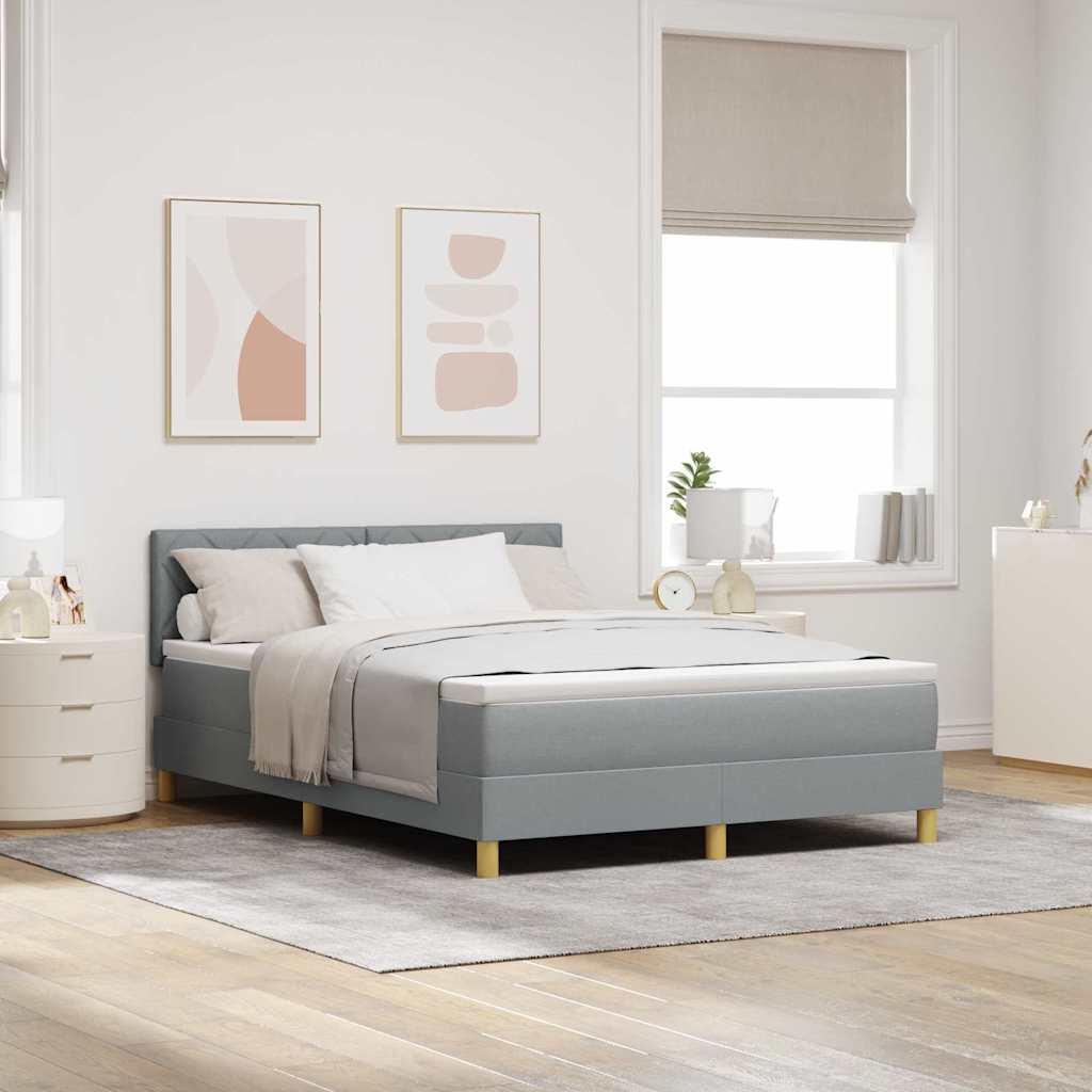 vidaXL Łóżko z sprężyną LED Jasnoszary 140 x 190 cm tkanina
