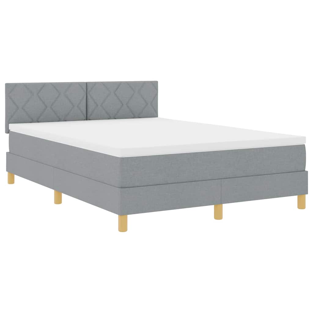 vidaXL Łóżko z sprężyną LED Jasnoszary 140 x 190 cm tkanina