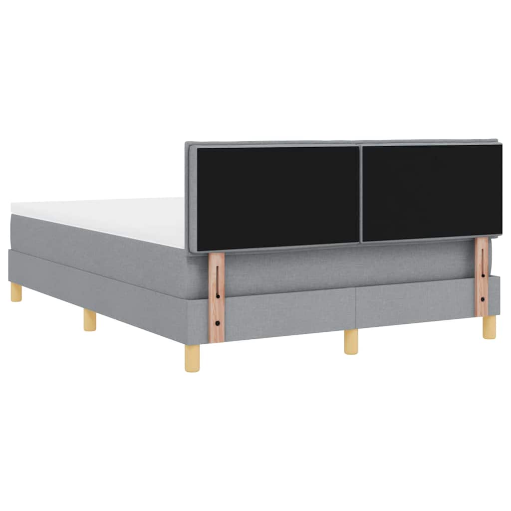 vidaXL Łóżko z sprężyną LED Jasnoszary 140 x 190 cm tkanina