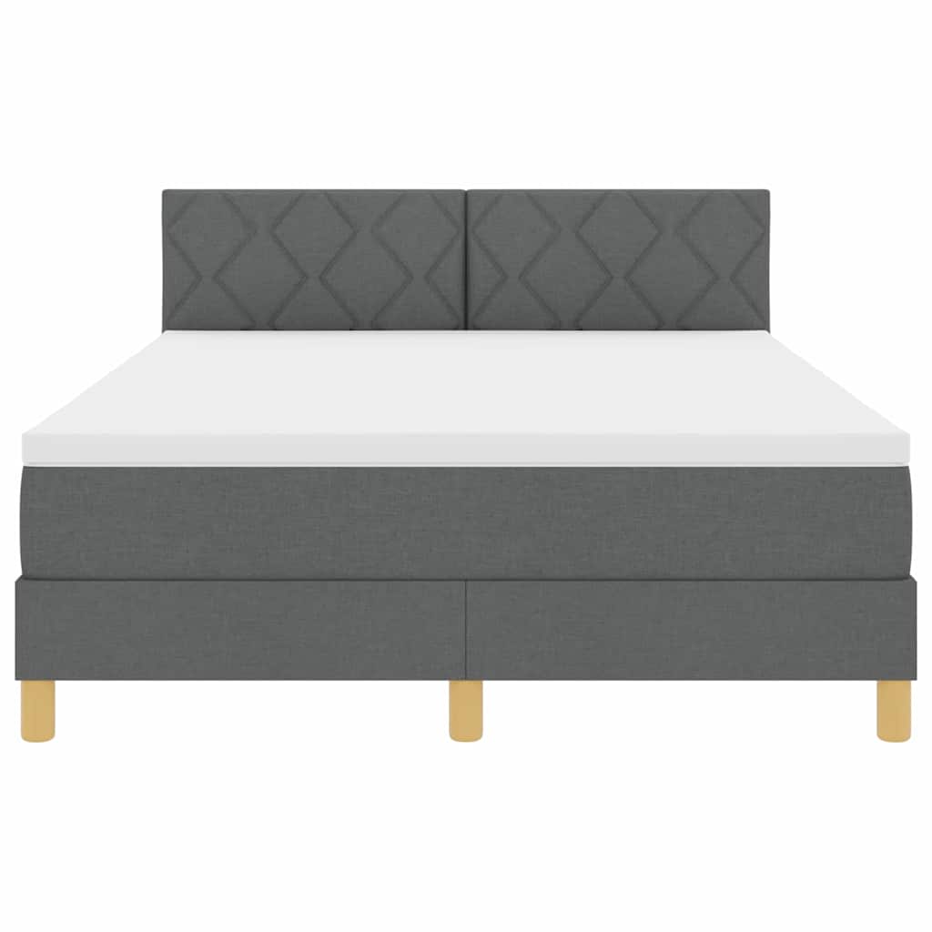 vidaXL Łóżko z sprężyną LED Ciemnoszary 140 x 190 cm tkanina