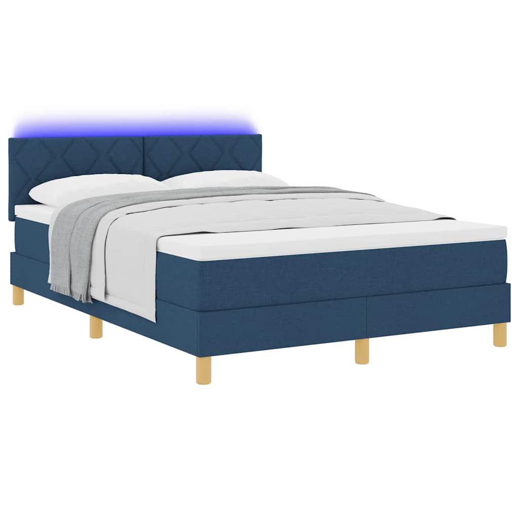 vidaXL Łóżko z sprężyną LED Niebieski 140 x 190 cm tkanina