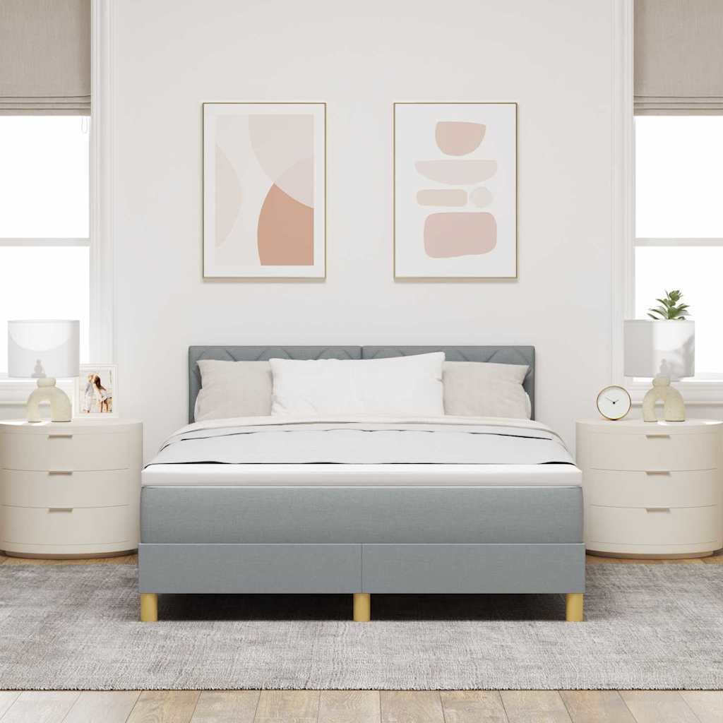 vidaXL Łóżko z sprężyną LED Jasnoszary 140 x 200 cm tkanina