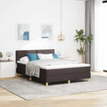 vidaXL Łóżko z sprężyną LED Ciemny brąz 140 x 200 cm tkanina