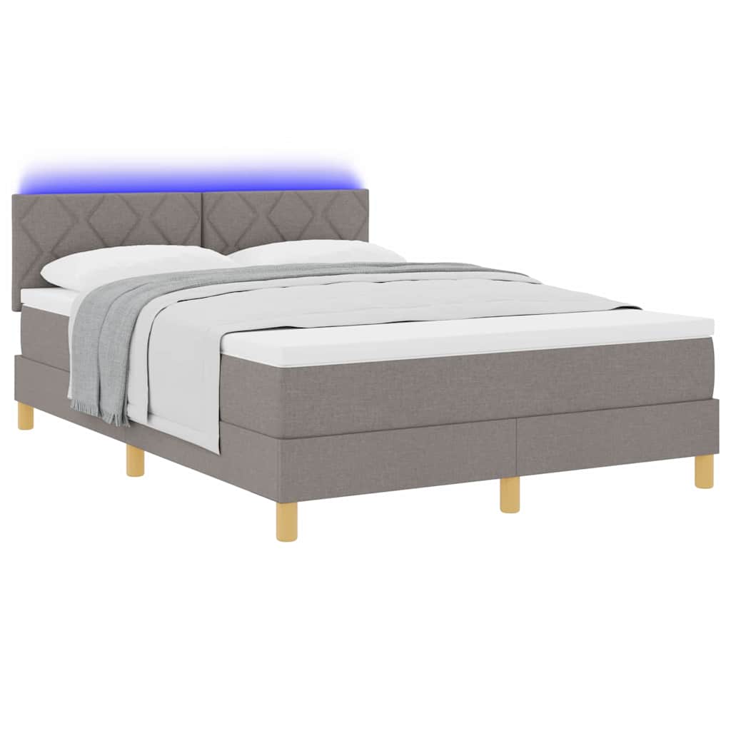 vidaXL Łóżko z sprężyną LED Ciemnoszary 140 x 200 cm tkanina
