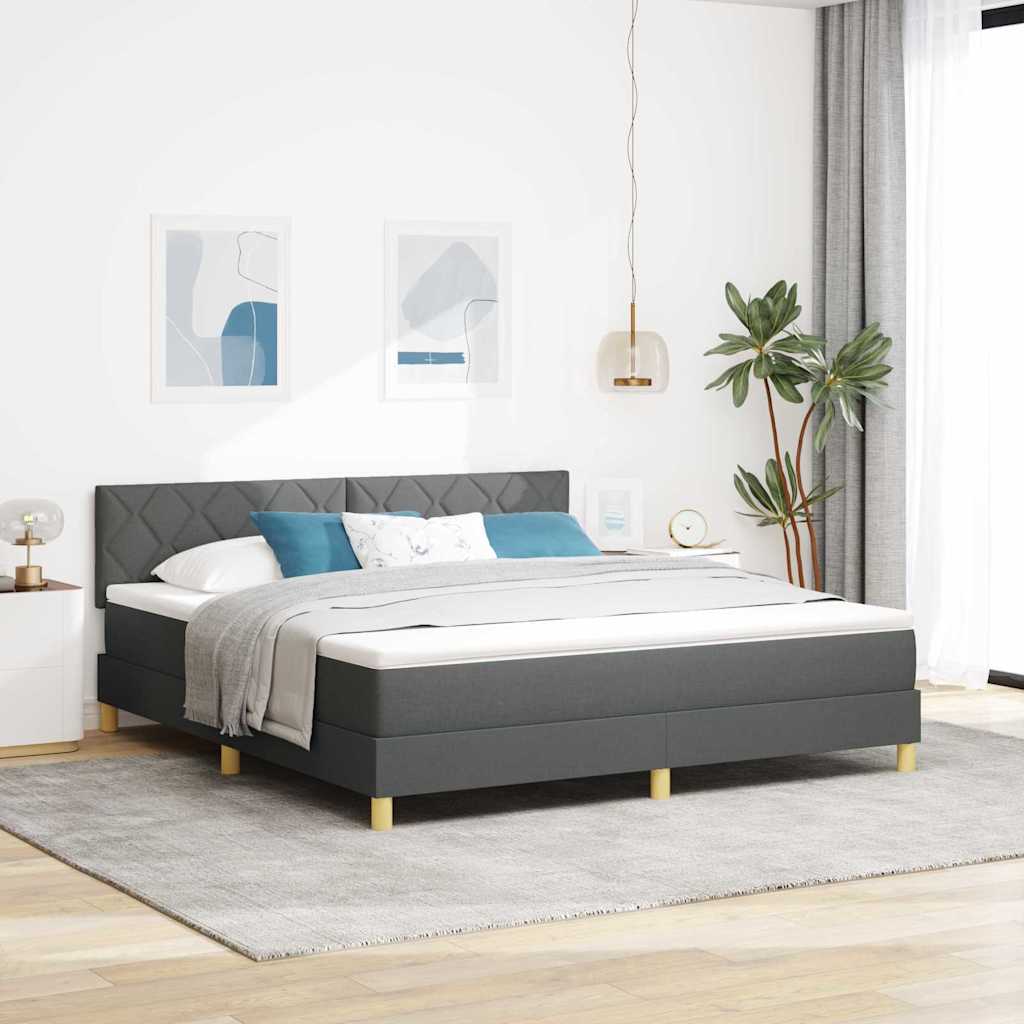 vidaXL Łóżko z sprężyną LED Ciemnoszary 180 x 200 cm tkanina