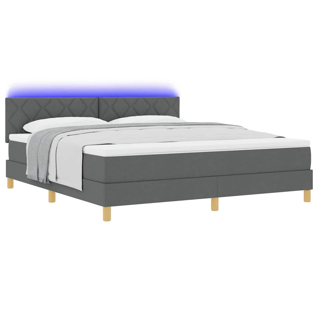 vidaXL Łóżko z sprężyną LED Ciemnoszary 180 x 200 cm tkanina