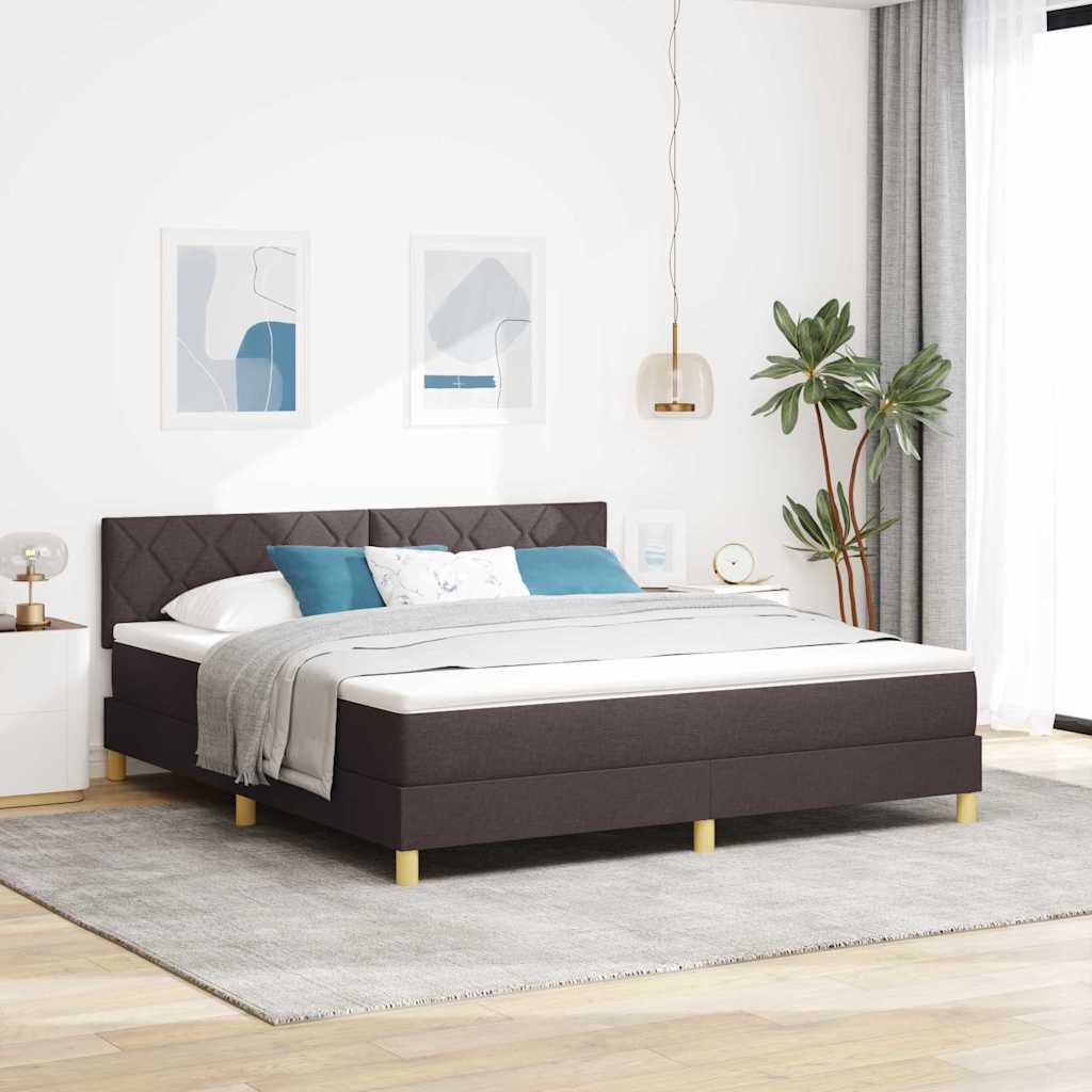 vidaXL Łóżko z sprężyną LED Ciemny brąz 180 x 200 cm tkanina