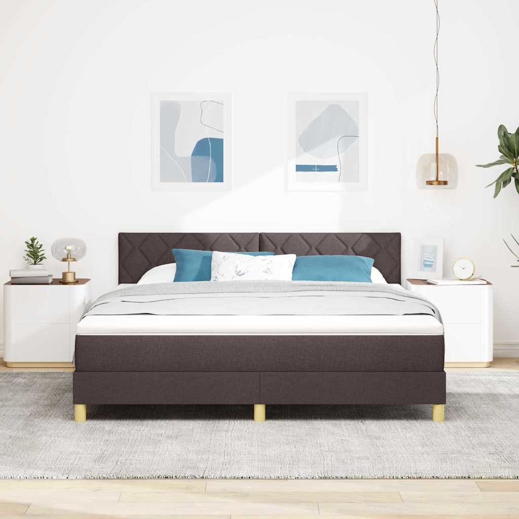 vidaXL Łóżko z sprężyną LED Ciemny brąz 180 x 200 cm tkanina