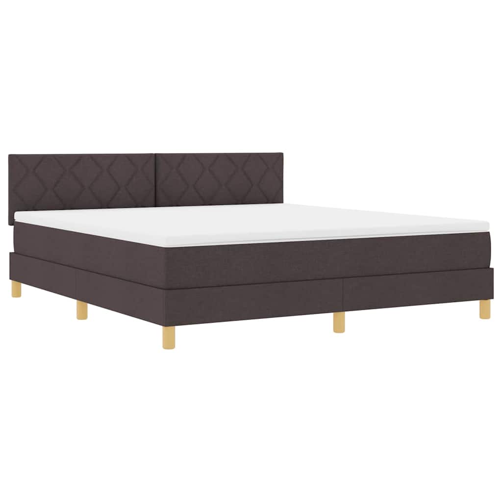 vidaXL Łóżko z sprężyną LED Ciemny brąz 180 x 200 cm tkanina