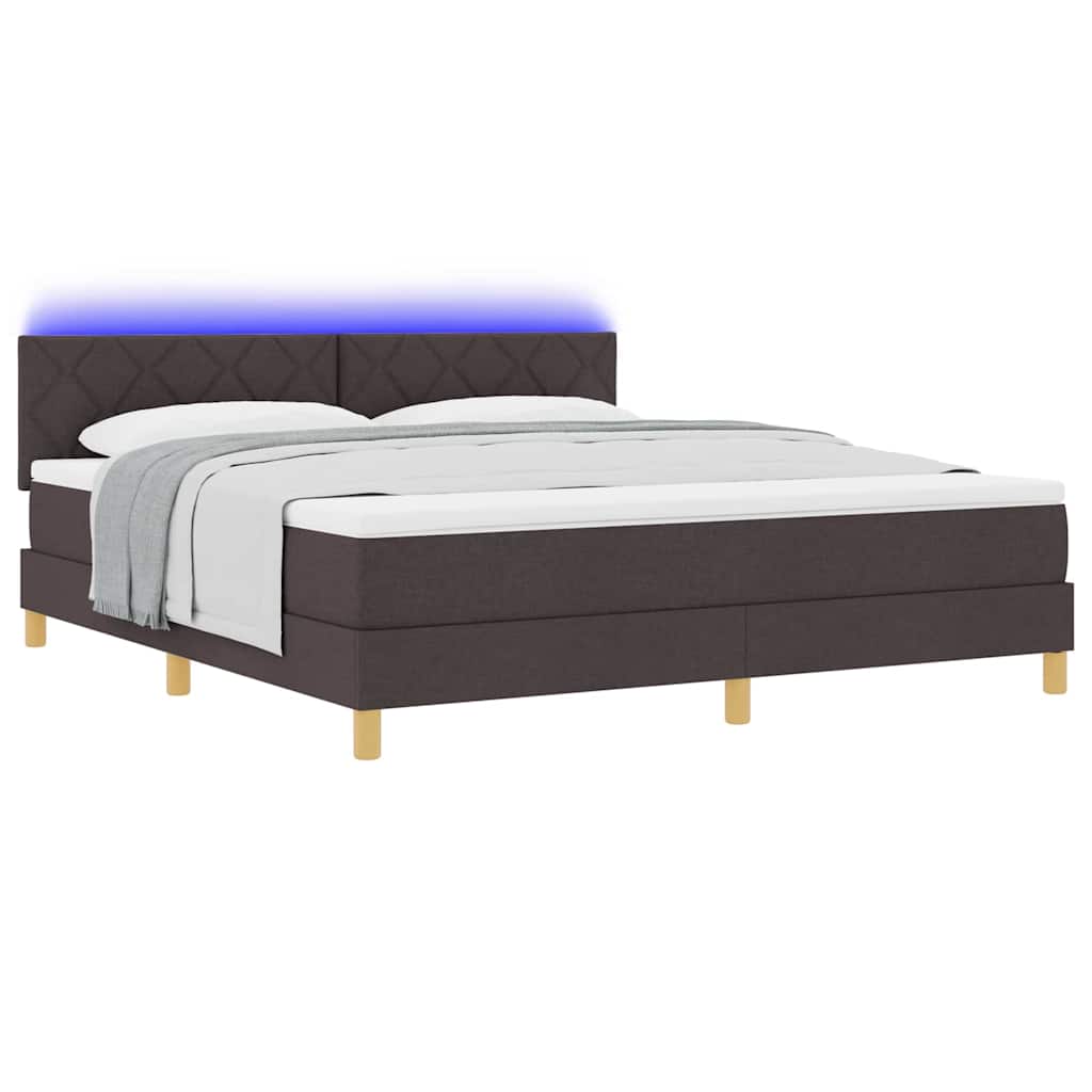 vidaXL Łóżko z sprężyną LED Ciemny brąz 180 x 200 cm tkanina