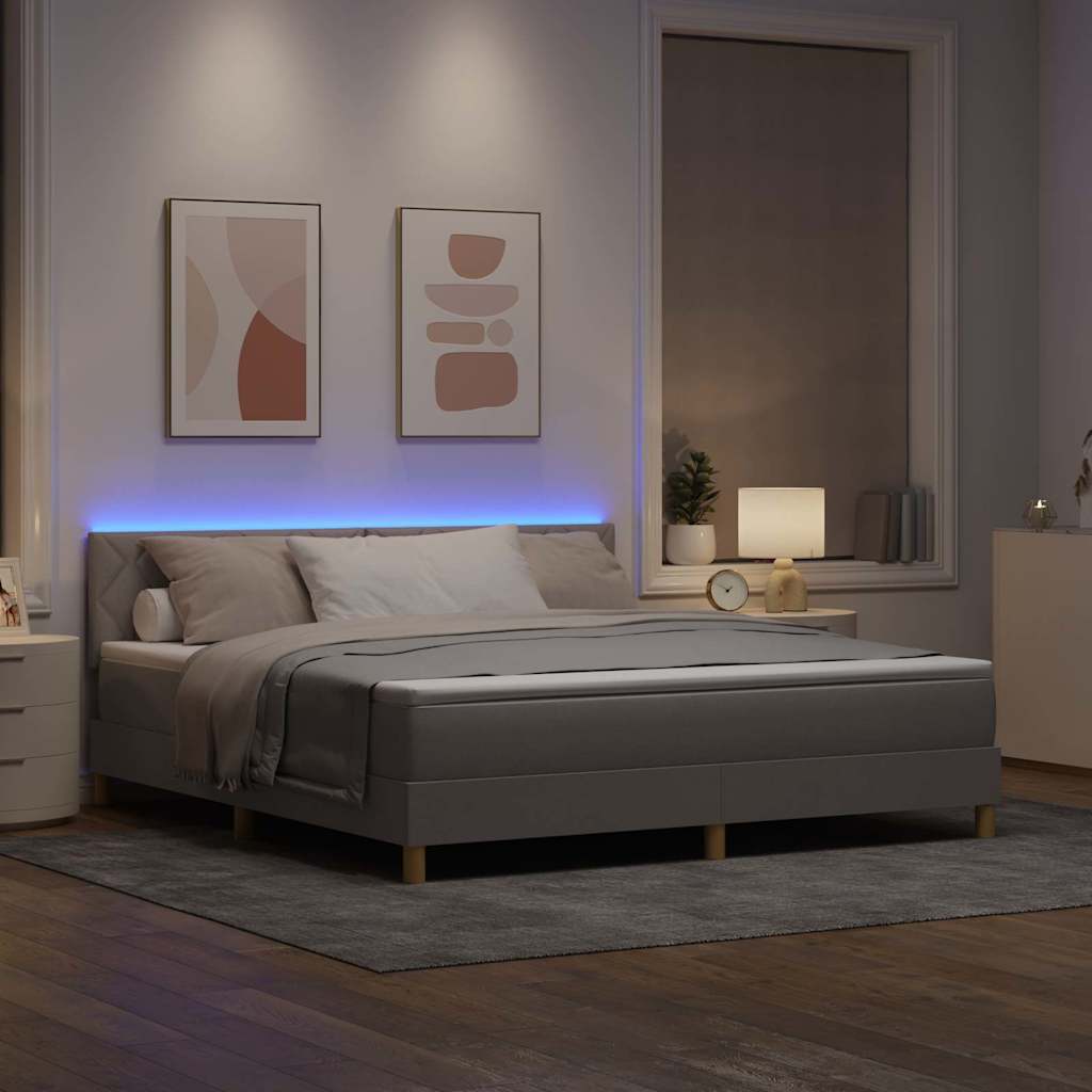 vidaXL Łóżko z sprężyną LED Ciemnoszary 180 x 200 cm tkanina