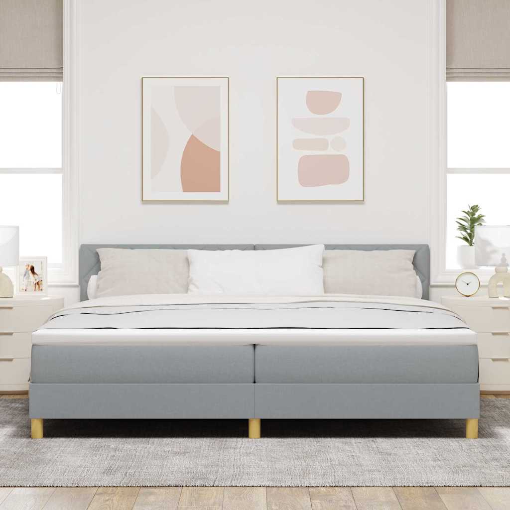 vidaXL Łóżko z sprężyną LED Jasnoszary 200 x 200 cm tkanina