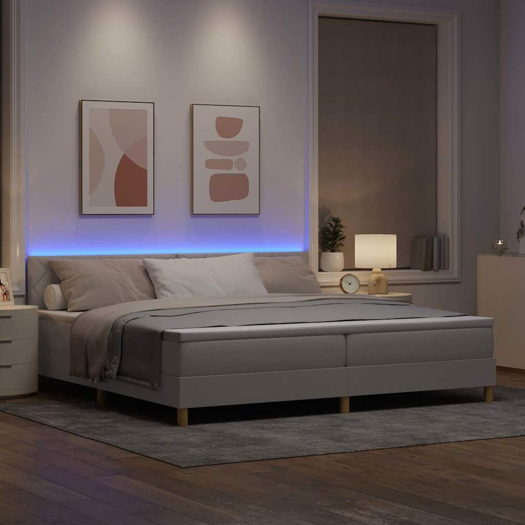 vidaXL Łóżko z sprężyną LED Ciemnoszary 200 x 200 cm tkanina
