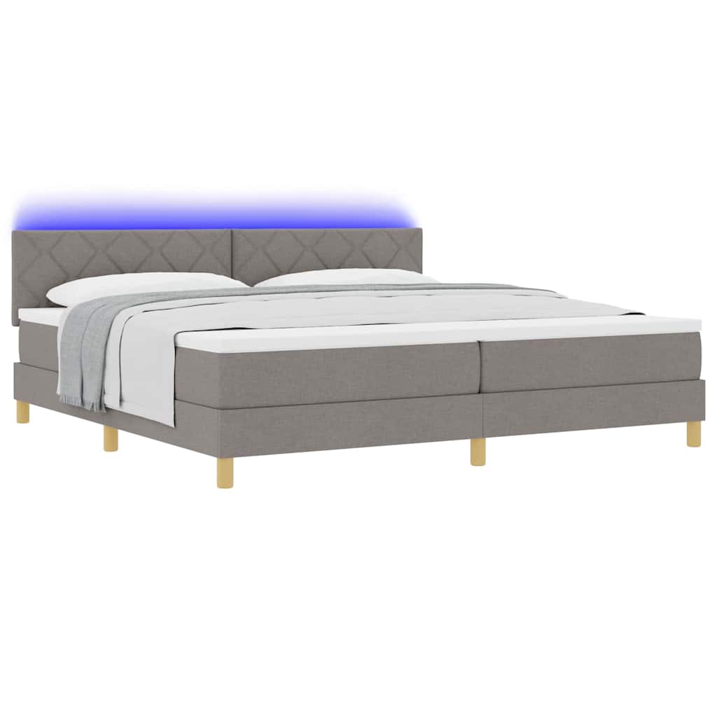 vidaXL Łóżko z sprężyną LED Ciemnoszary 200 x 200 cm tkanina