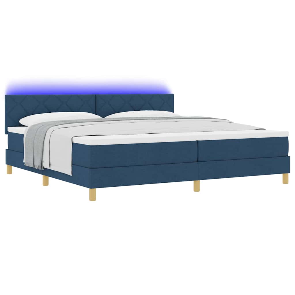vidaXL Łóżko z sprężyną LED Niebieski 200 x 200 cm tkanina