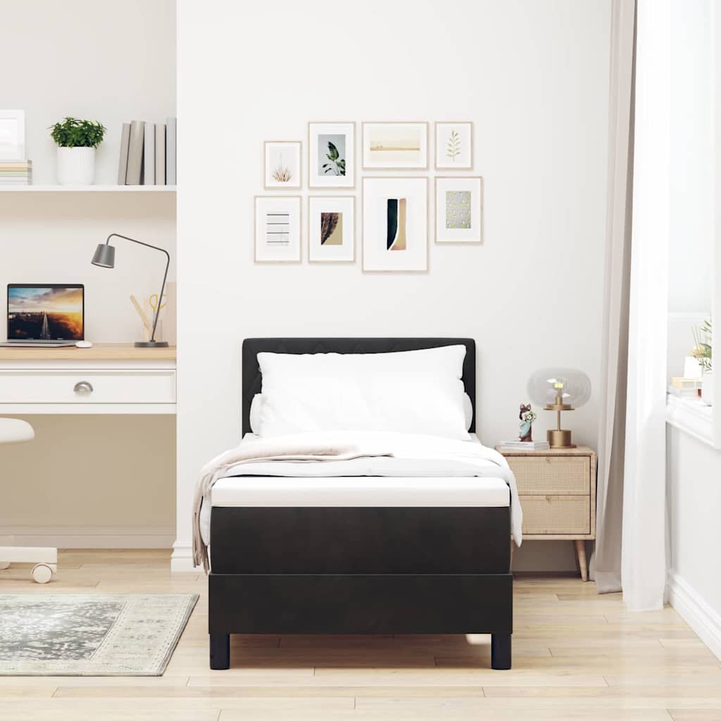 vidaXL Łóżko z sprężyną LED z materacem Czarny 80 x 200 cm Aksamit