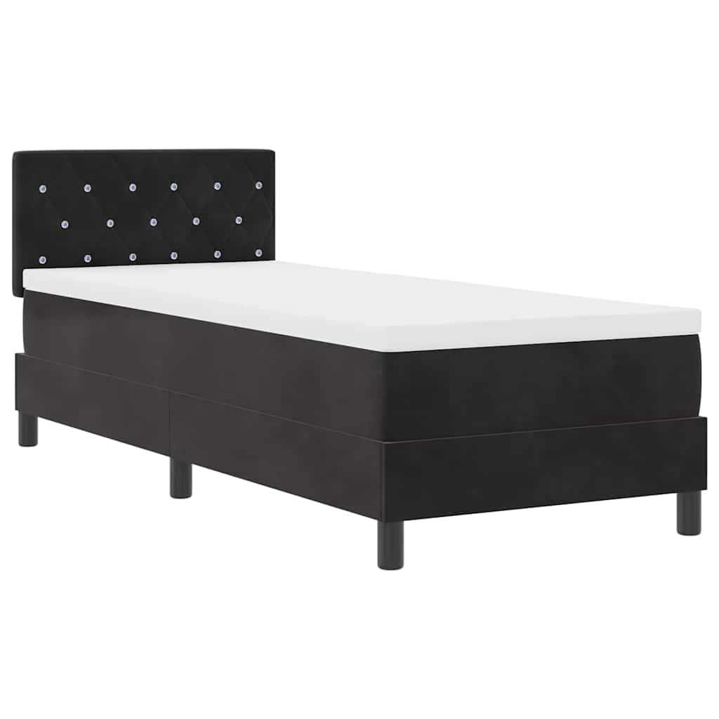 vidaXL Łóżko z sprężyną LED z materacem Czarny 80 x 200 cm Aksamit