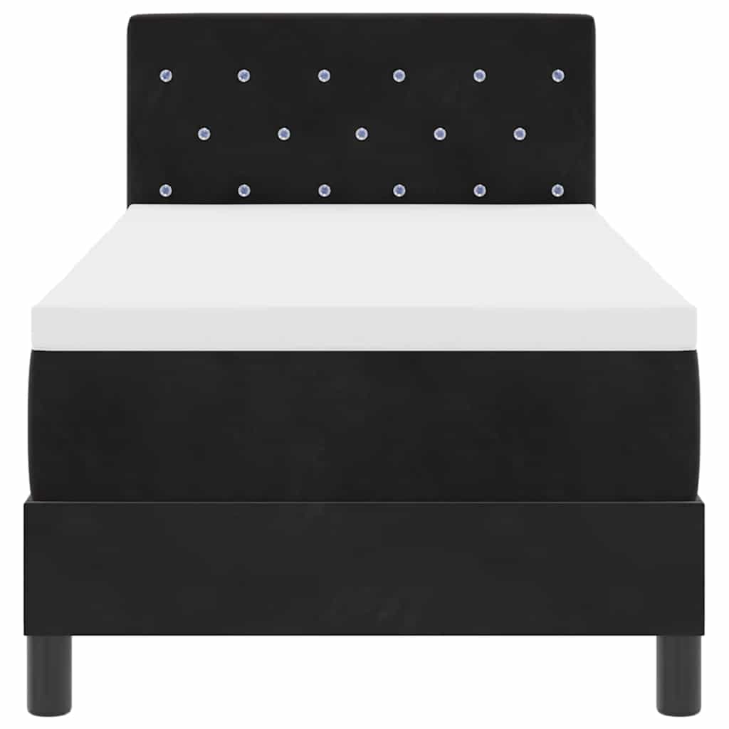 vidaXL Łóżko z sprężyną LED z materacem Czarny 80 x 200 cm Aksamit