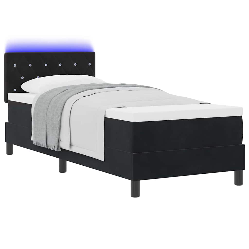 vidaXL Łóżko z sprężyną LED z materacem Czarny 80 x 200 cm Aksamit