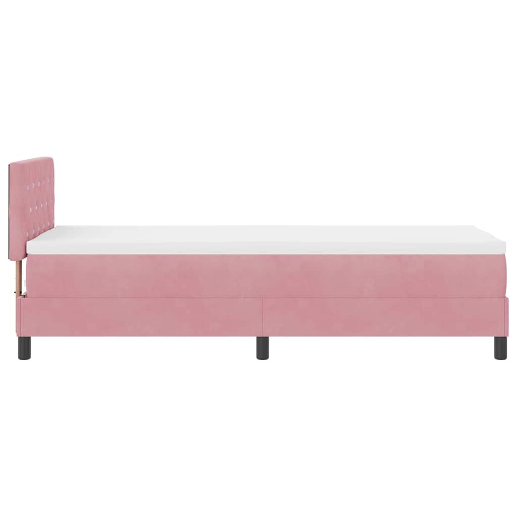 vidaXL Łóżko z sprężyną LED z materacem Różowy 80 x 200 cm Aksamit