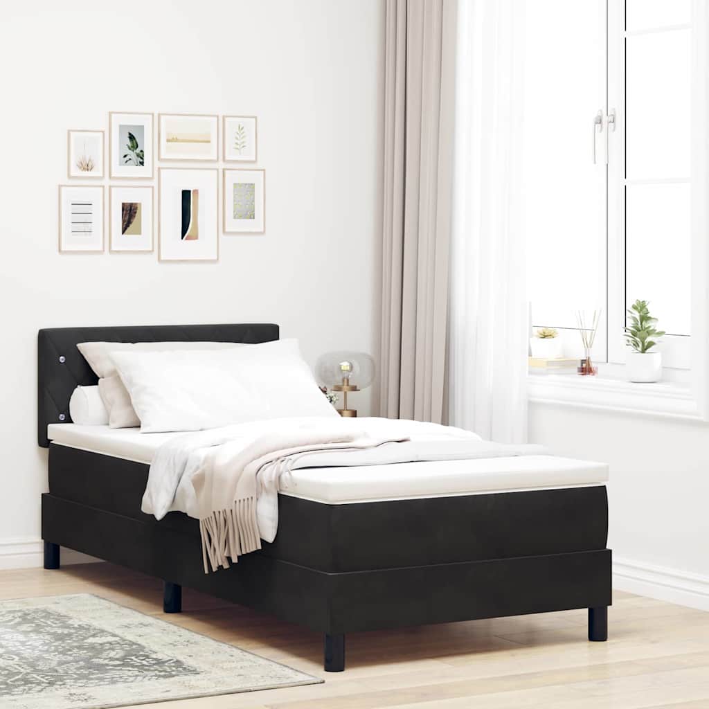 vidaXL Łóżko z sprężyną LED z materacem Czarny 90 x 190 cm Aksamit