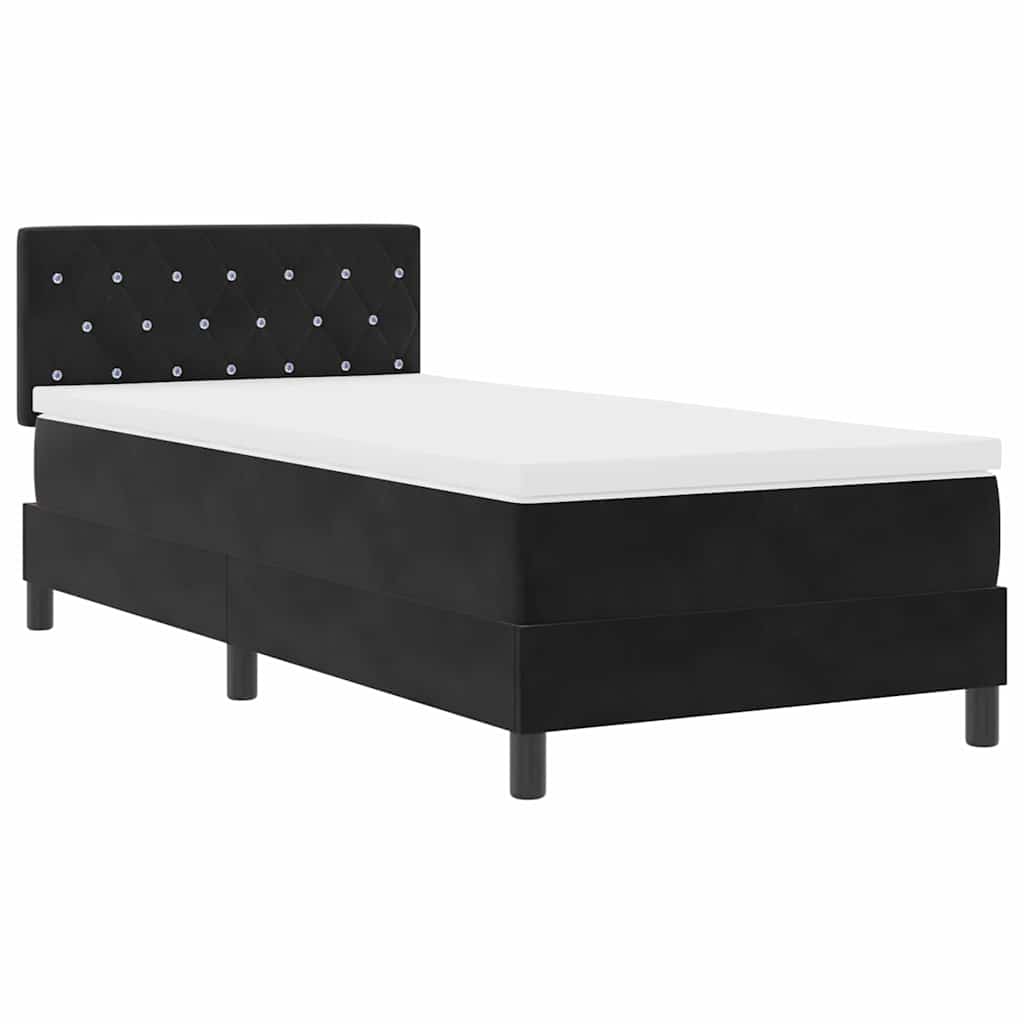 vidaXL Łóżko z sprężyną LED z materacem Czarny 90 x 200 cm Aksamit