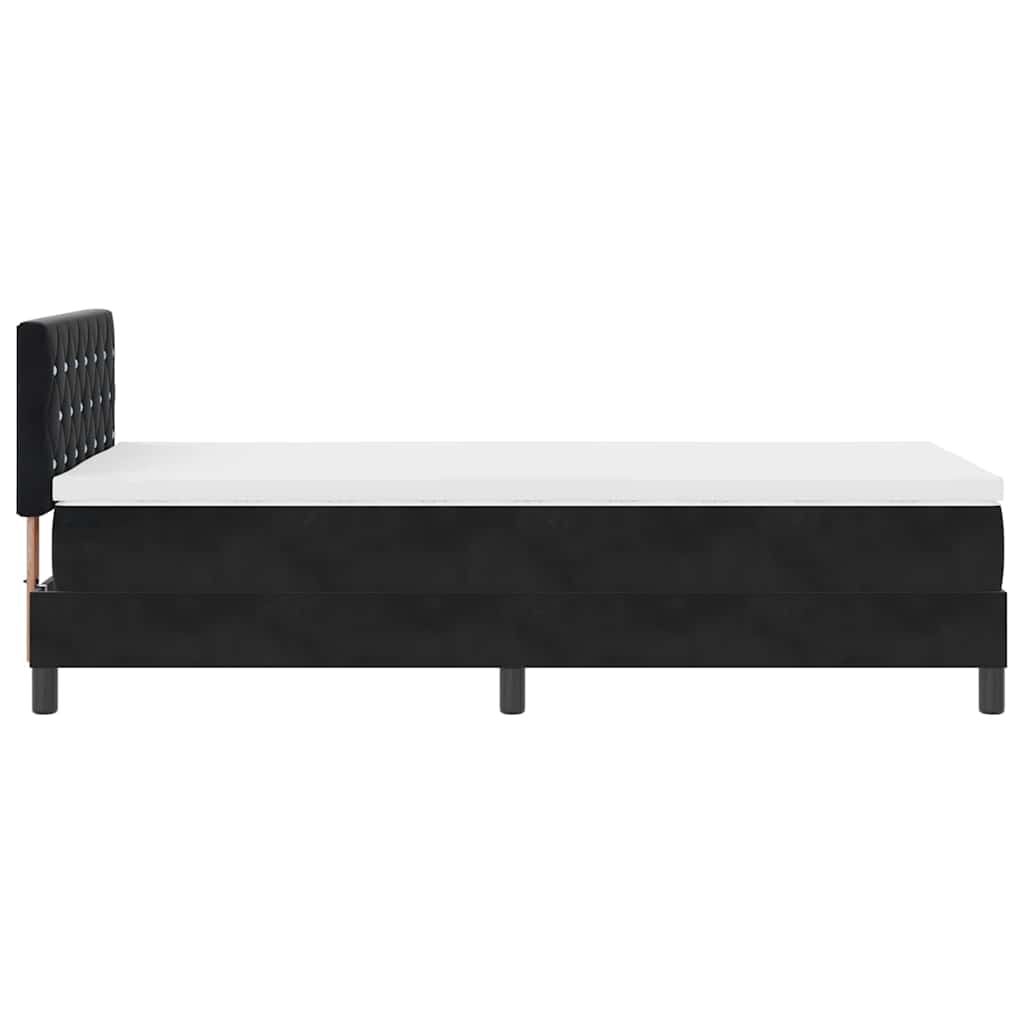 vidaXL Łóżko z sprężyną LED z materacem Czarny 90 x 200 cm Aksamit