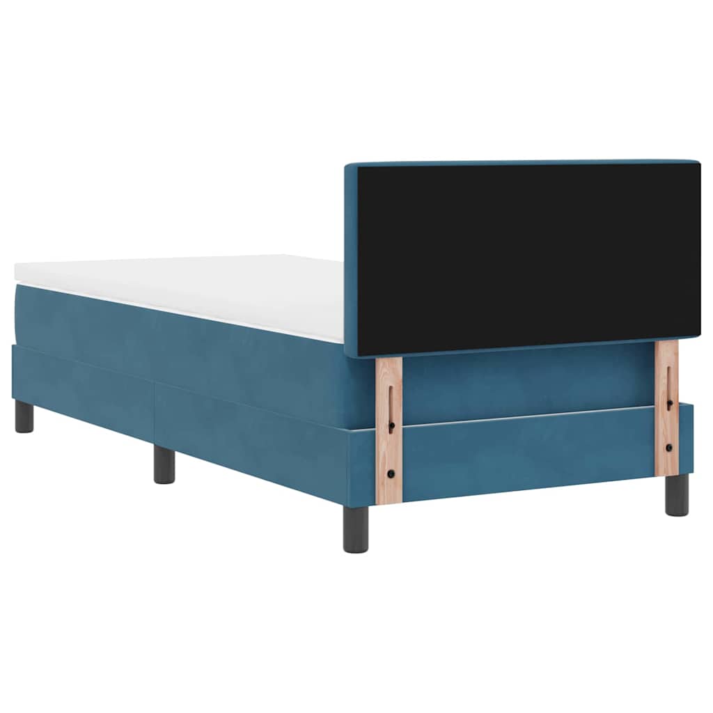 vidaXL Łóżko z sprężyną LED z LED Ciemnoniebieski 100 x 200 cm Aksamit
