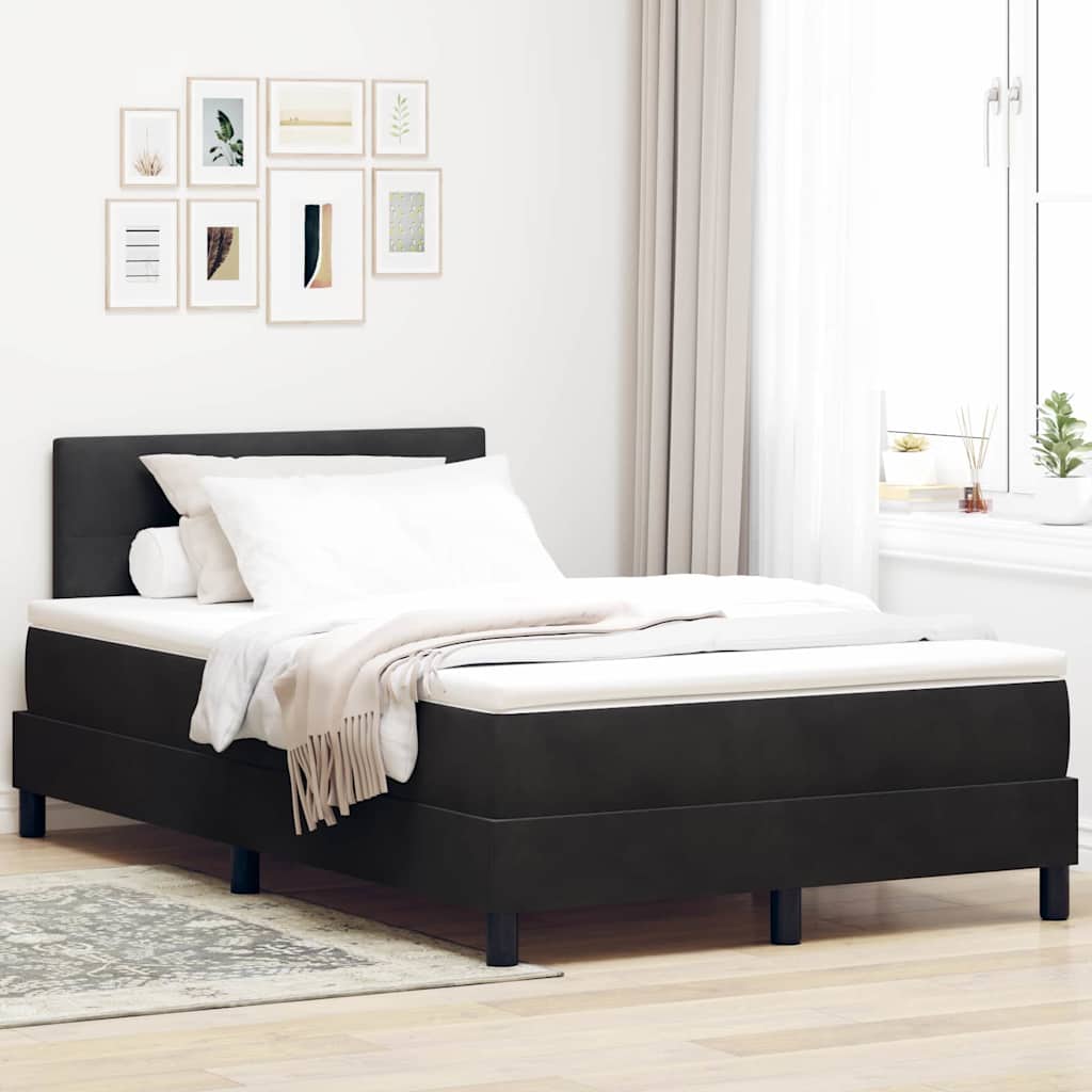 vidaXL Łóżko z sprężyną LED z materacem Czarny 120 x 190 cm Aksamit