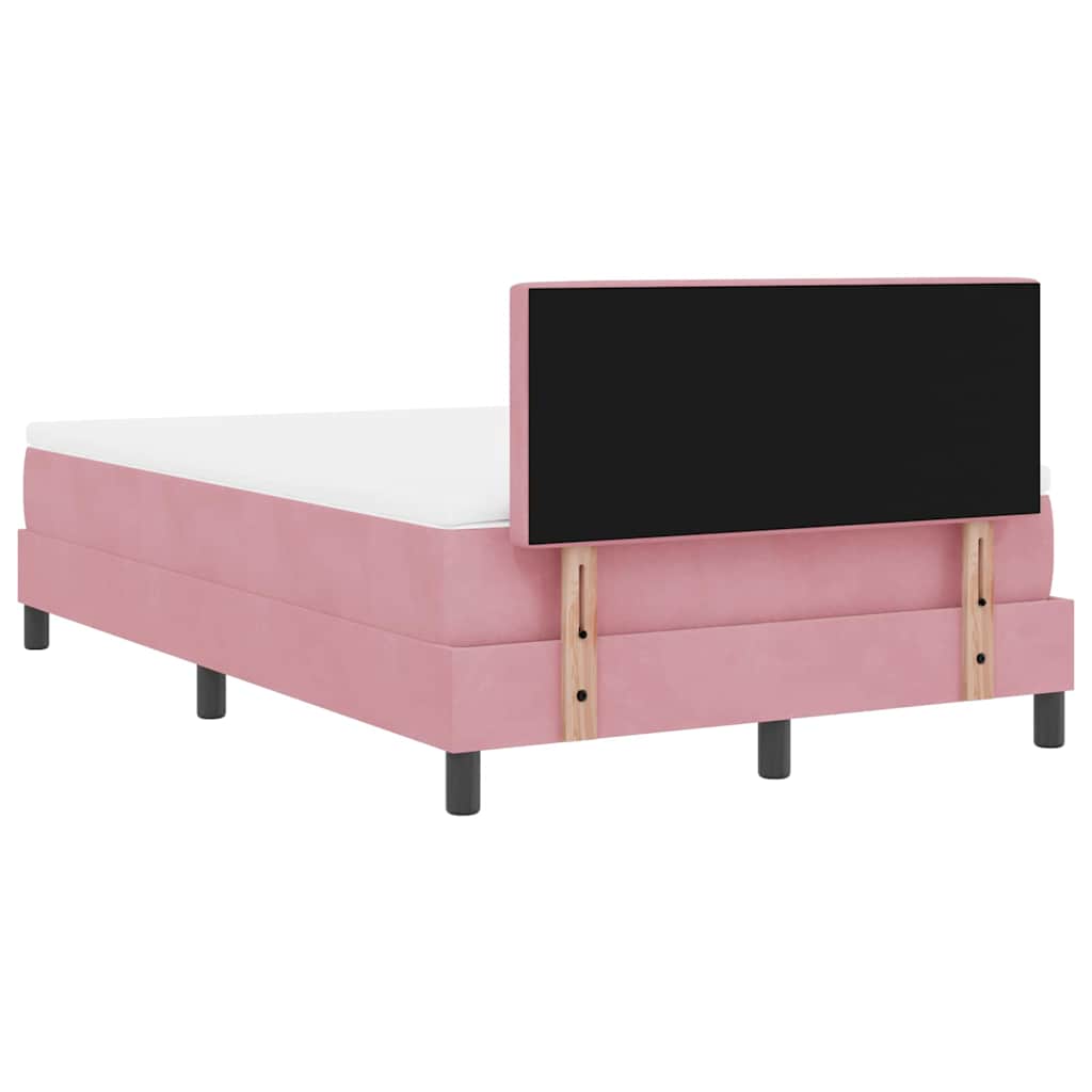 vidaXL Łóżko z sprężyną LED Z zagłówkiem Różowy 120 x 190 cm Aksamit