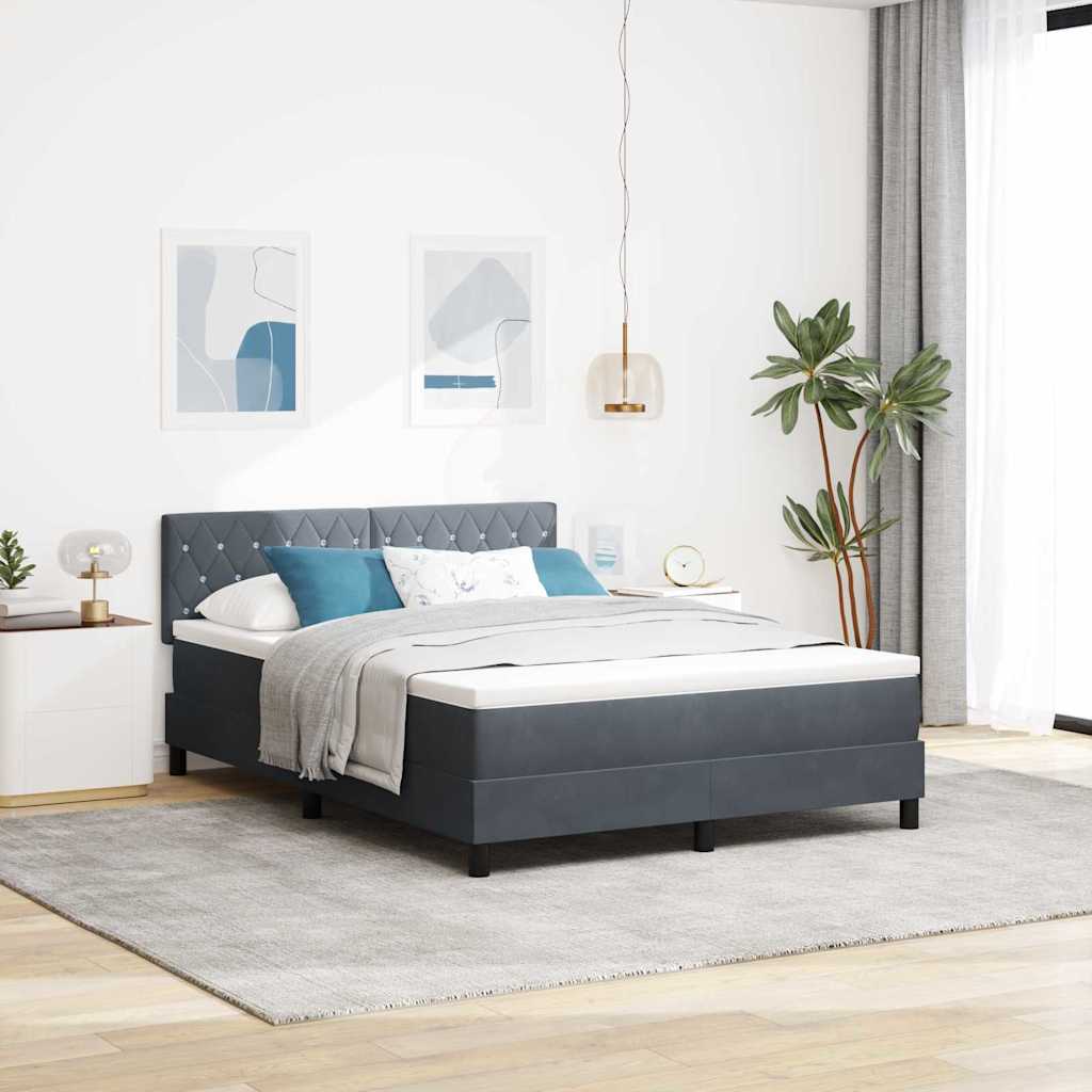 vidaXL Łóżko z sprężyną LED Ciemnoszary 140 x 190 cm Aksamit