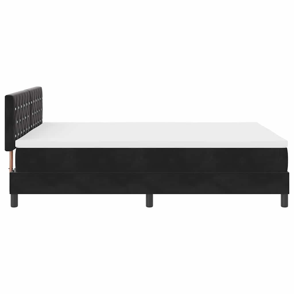 vidaXL Łóżko z sprężyną LED z materacem Czarny 140 x 190 cm Aksamit