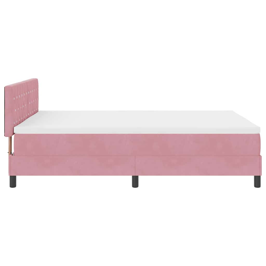 vidaXL Łóżko z sprężyną LED z materacem Różowy 140 x 190 cm Aksamit
