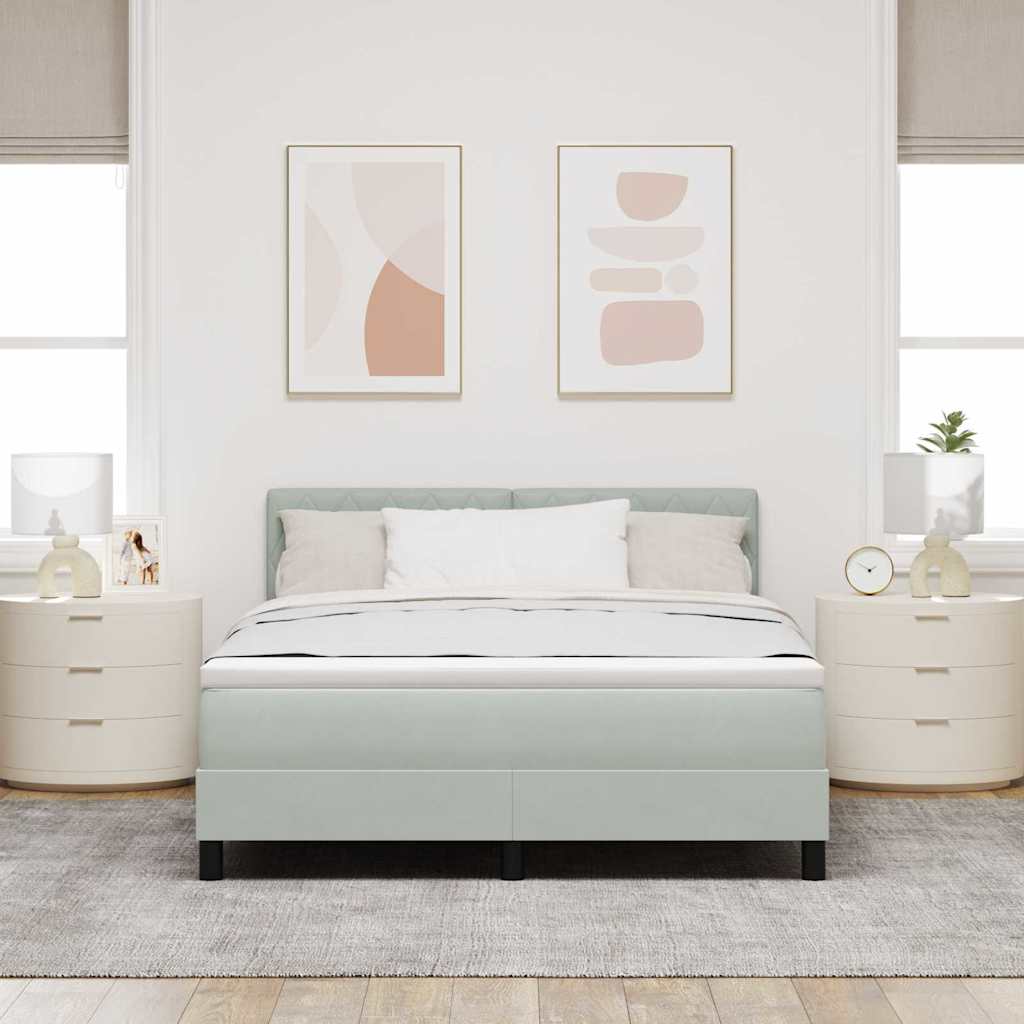 vidaXL Łóżko z sprężyną LED z LED Jasnoszary 160 x 200 cm Aksamit
