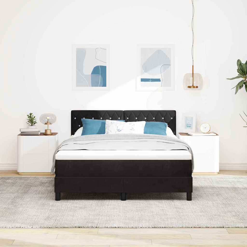 vidaXL Łóżko z sprężyną LED z materacem Czarny 160 x 200 cm Aksamit
