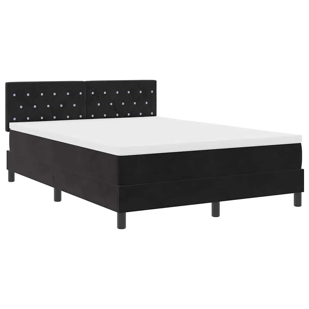 vidaXL Łóżko z sprężyną LED z materacem Czarny 160 x 200 cm Aksamit