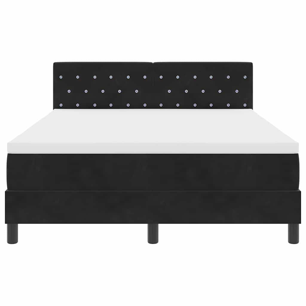 vidaXL Łóżko z sprężyną LED z materacem Czarny 160 x 200 cm Aksamit