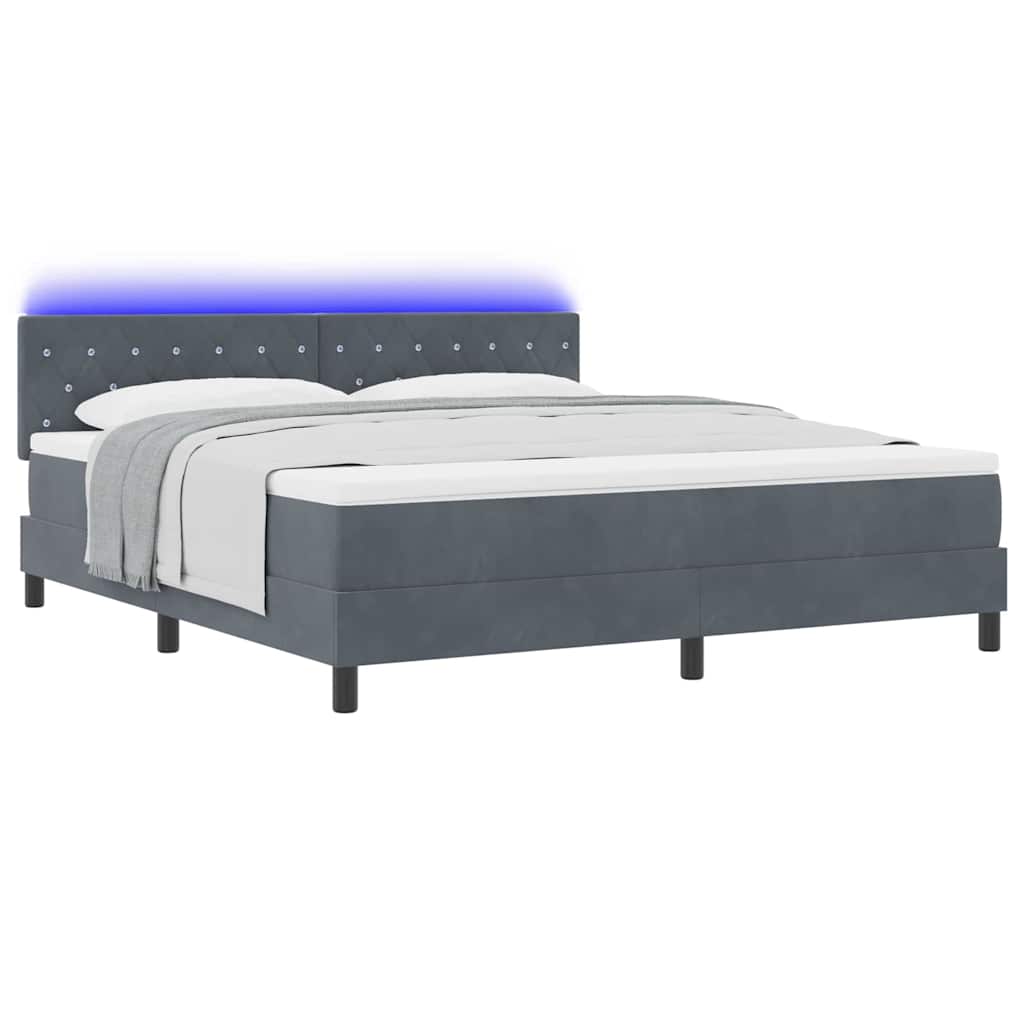 vidaXL Łóżko z sprężyną LED z LED Ciemnoszary 180 x 200 cm Aksamit