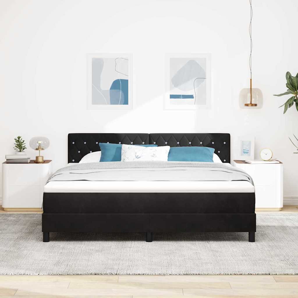vidaXL Łóżko z sprężyną LED z materacem Czarny 180 x 200 cm Aksamit