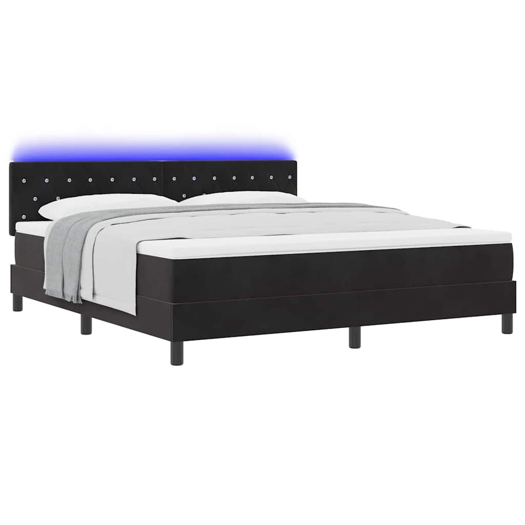 vidaXL Łóżko z sprężyną LED z materacem Czarny 180 x 200 cm Aksamit
