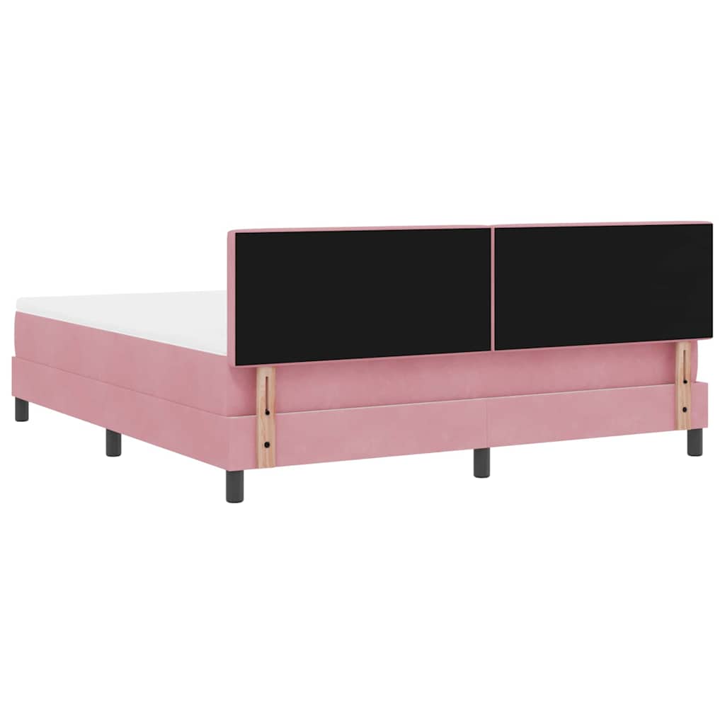 vidaXL Łóżko z sprężyną LED z materacem Różowy 180 x 200 cm Aksamit