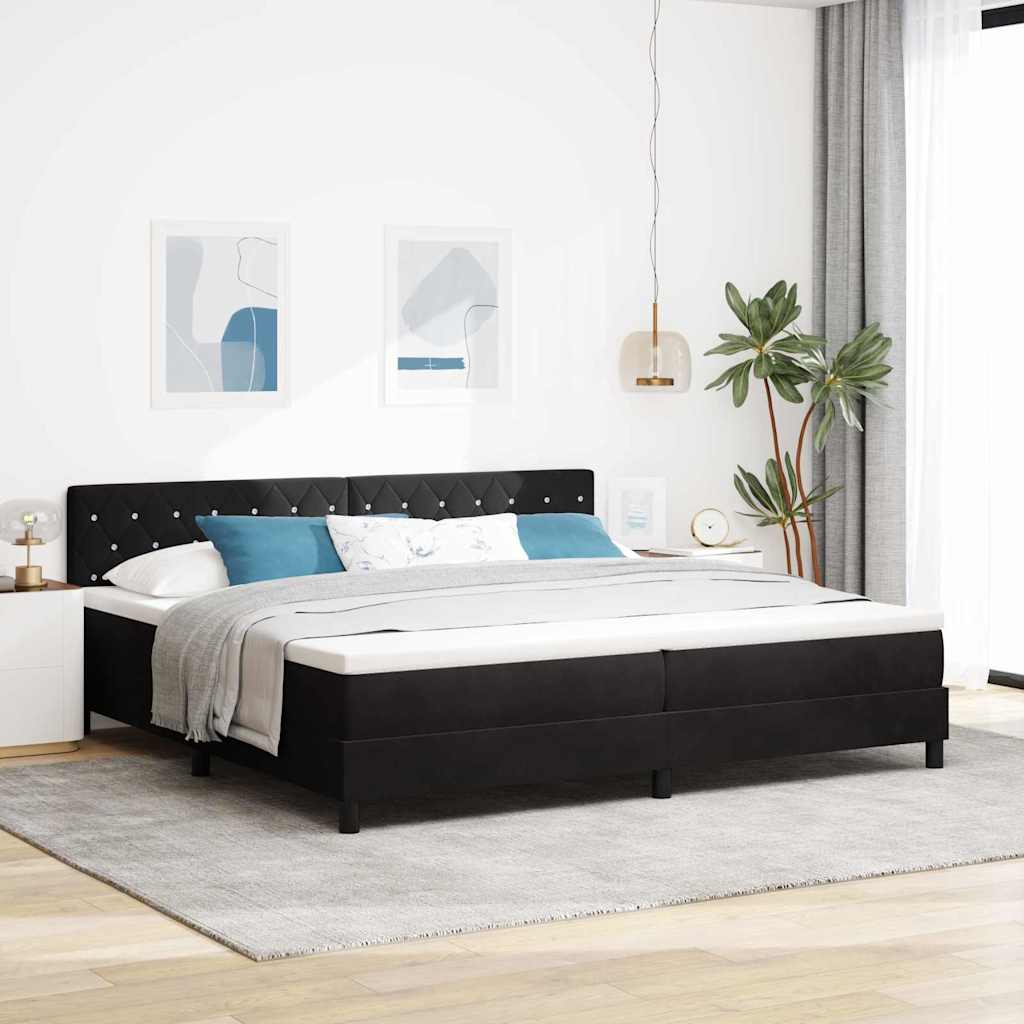 vidaXL Łóżko z sprężyną LED Z zagłówkiem Czarny 200 x 200 cm Aksamit