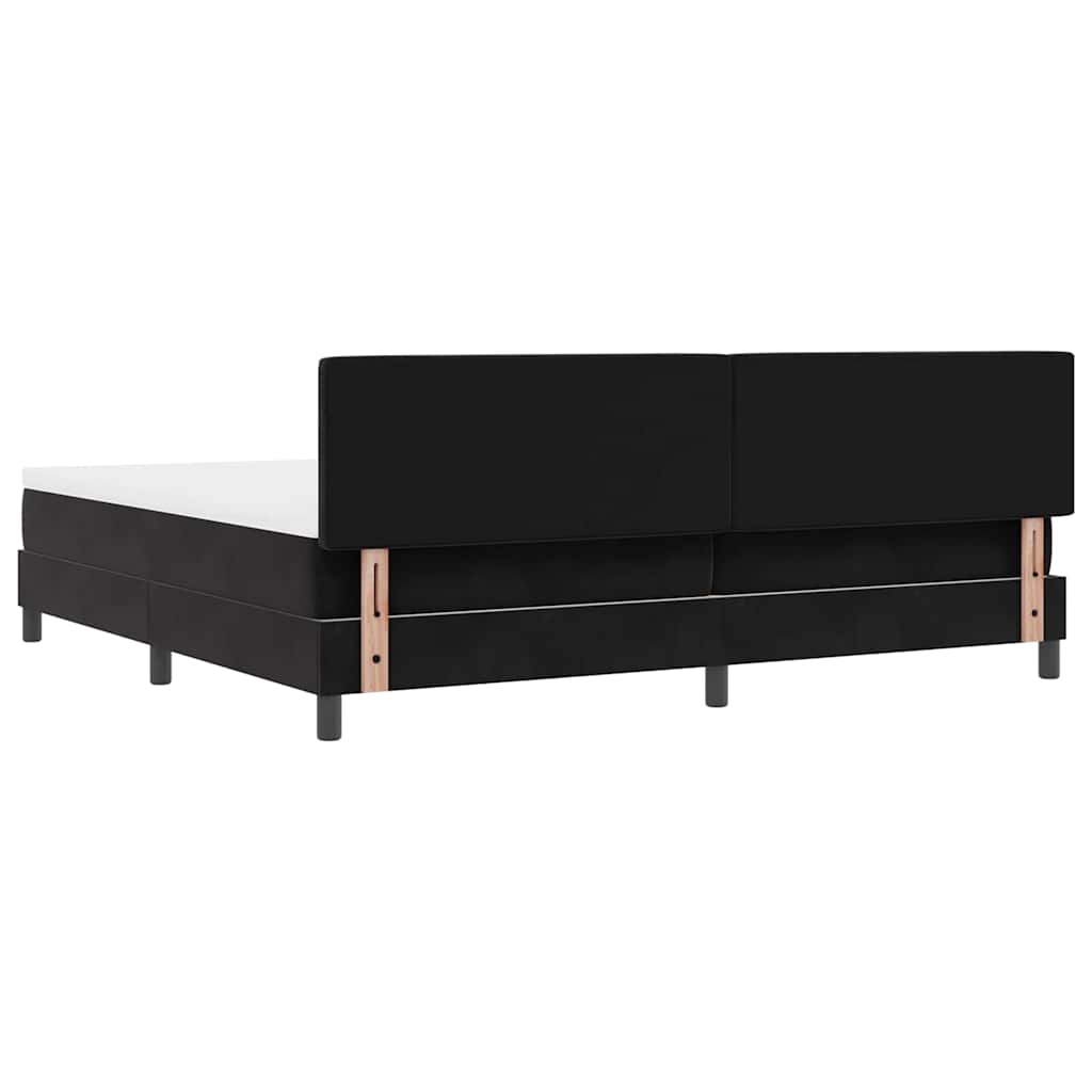 vidaXL Łóżko z sprężyną LED Z zagłówkiem Czarny 200 x 200 cm Aksamit