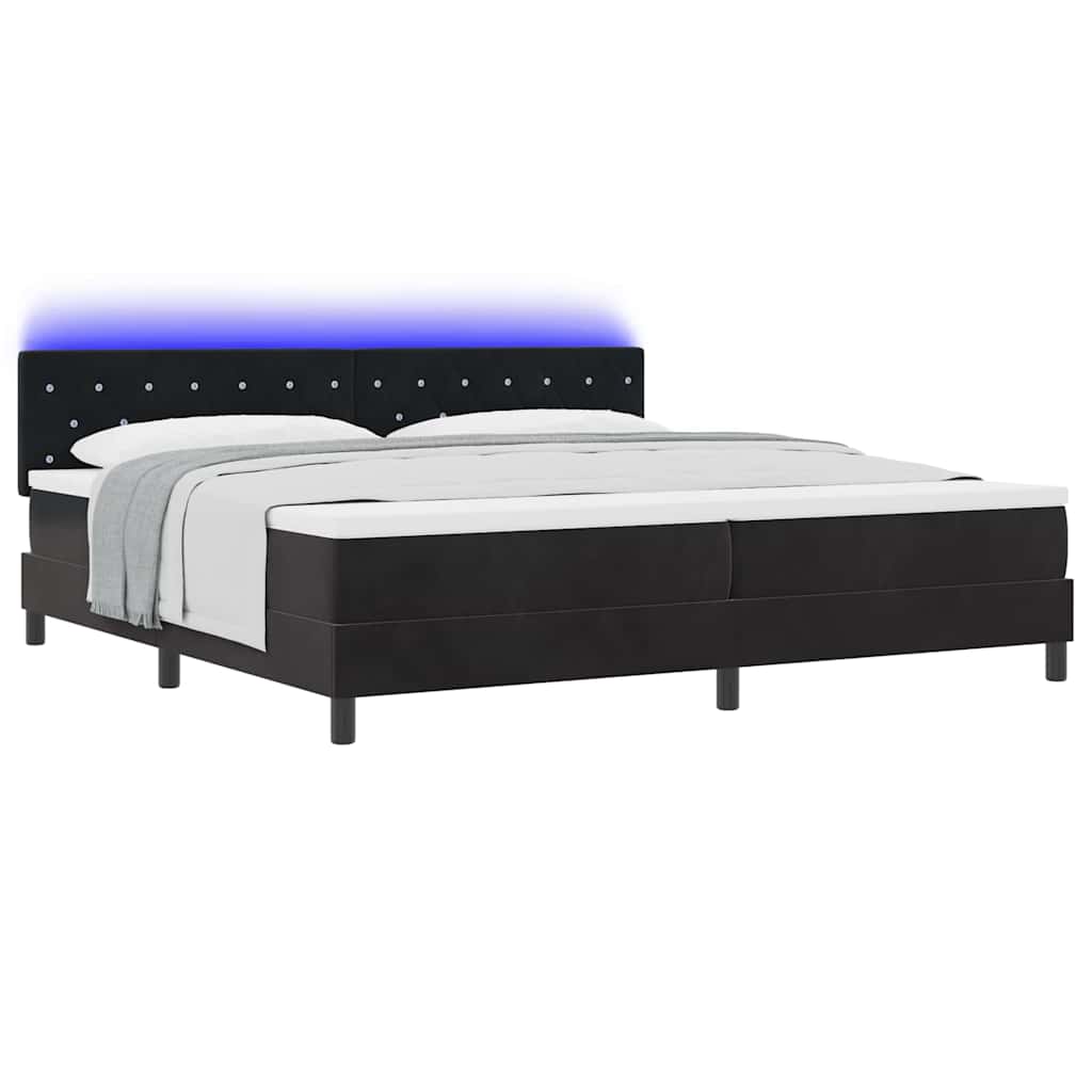 vidaXL Łóżko z sprężyną LED Z zagłówkiem Czarny 200 x 200 cm Aksamit