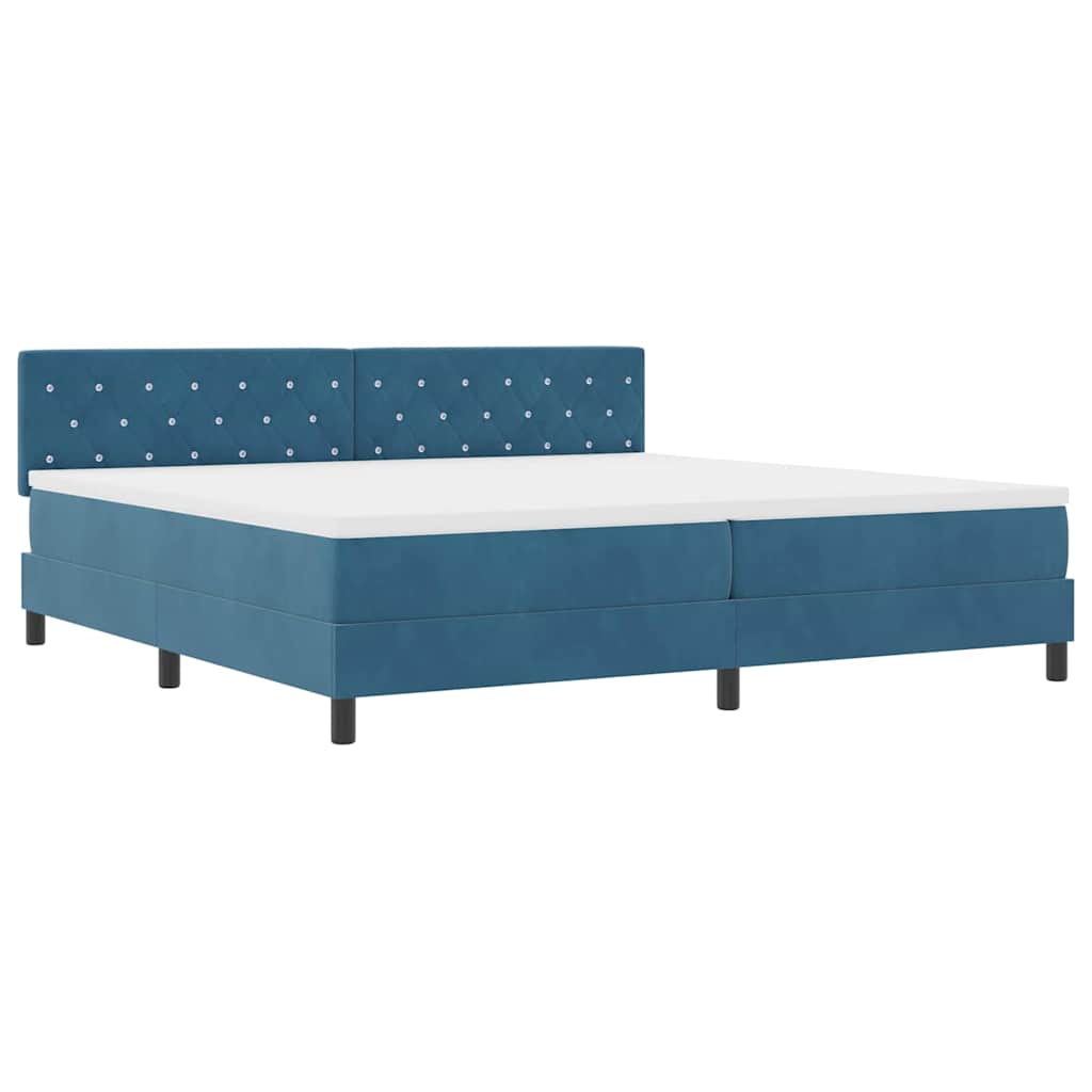 vidaXL Łóżko z sprężyną LED Ciemnoniebieski 200 x 200 cm Aksamit