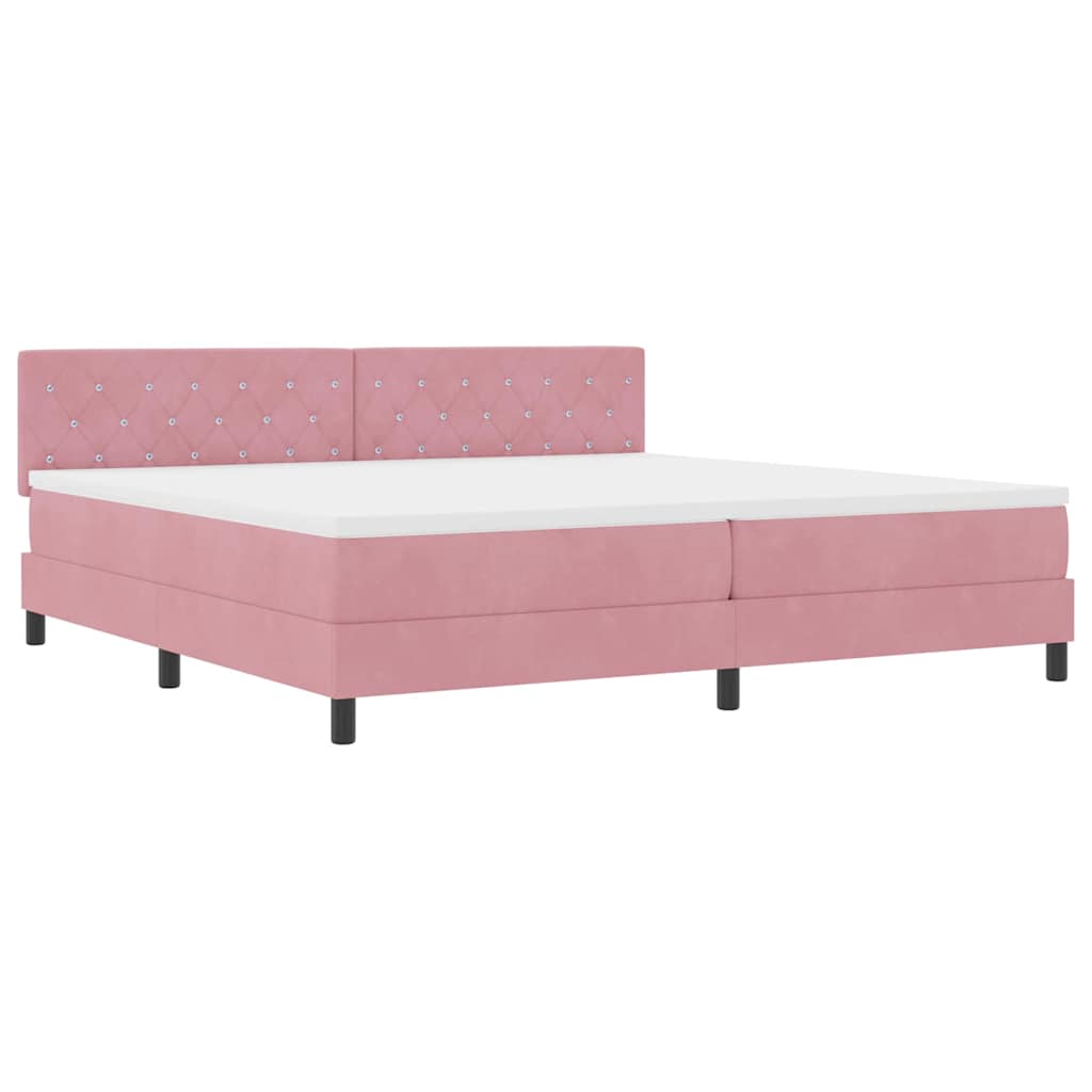 vidaXL Łóżko z sprężyną LED z materacem Różowy 200 x 200 cm Aksamit